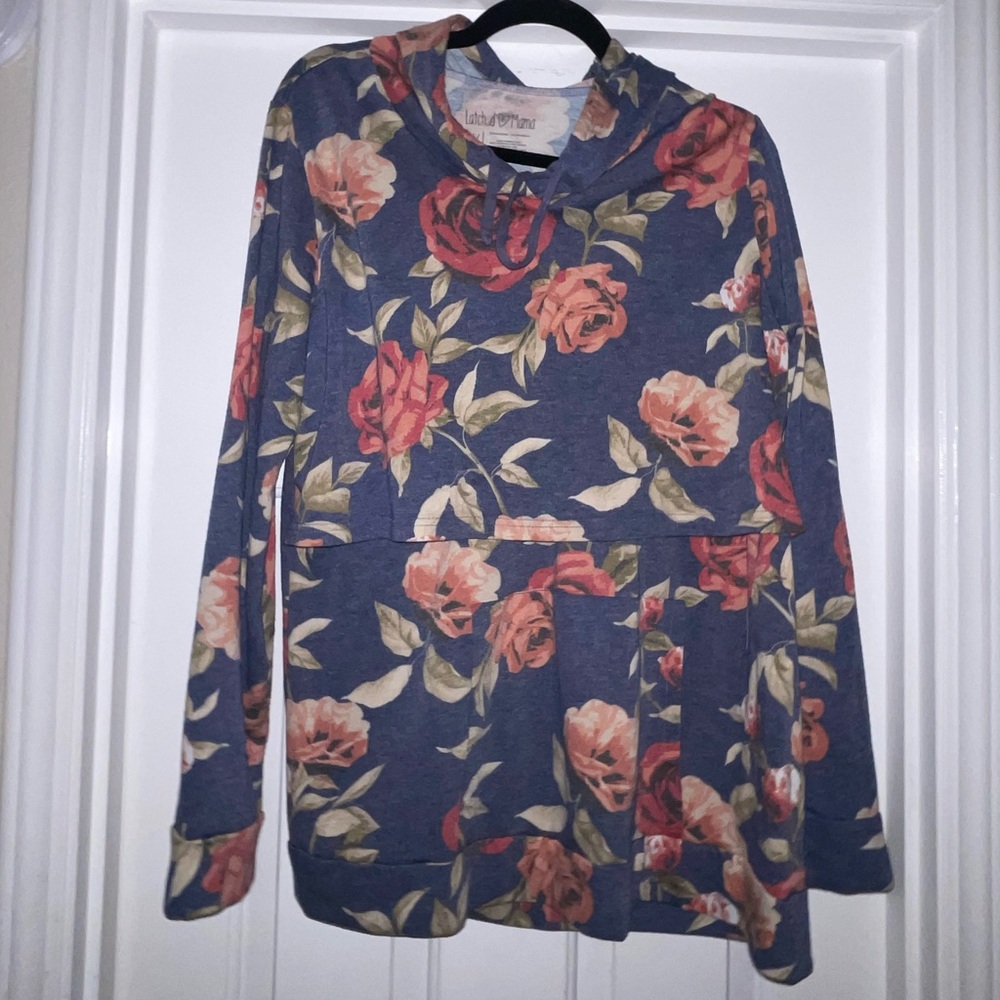 Latched Mama vintage floral breastfeeding hoodie.